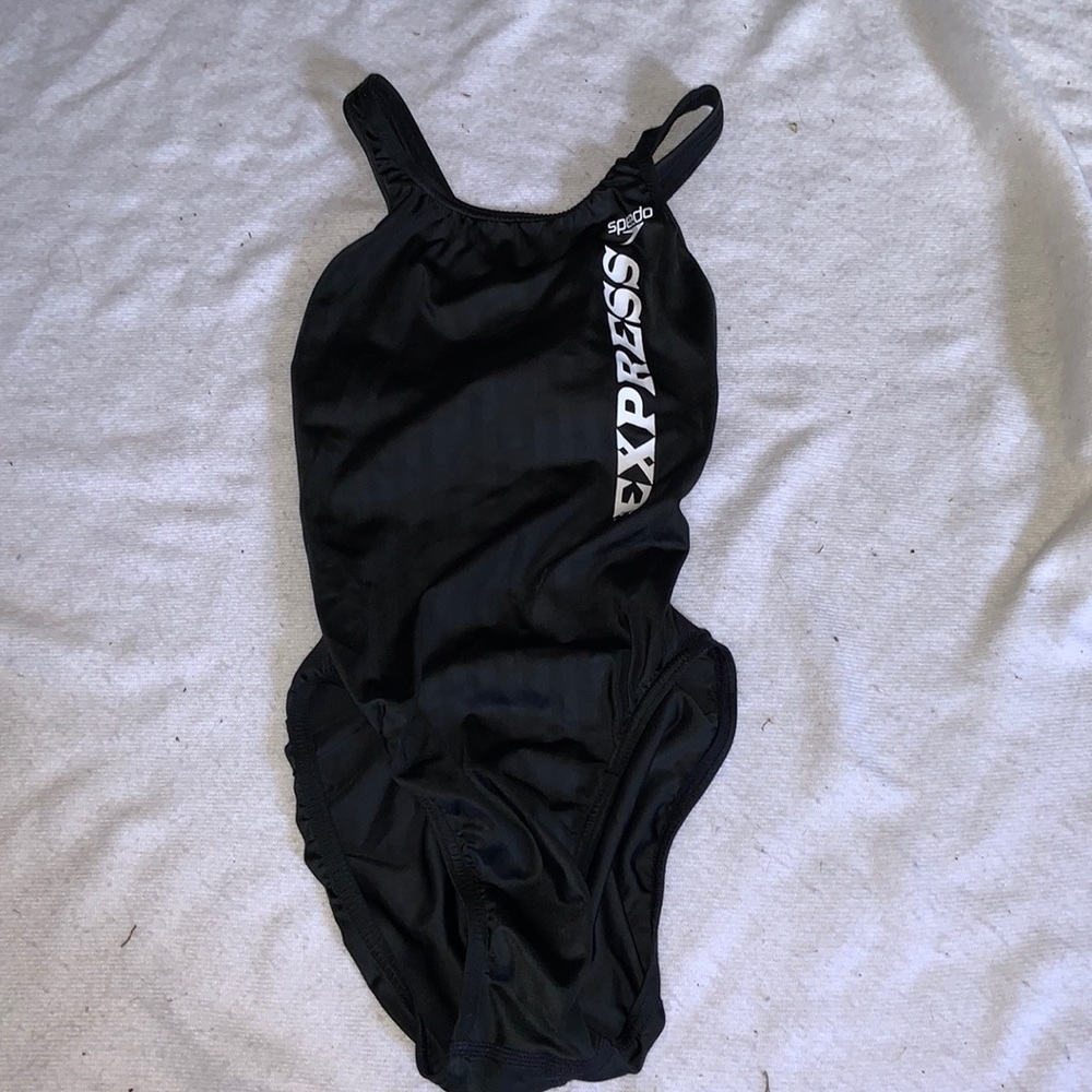 SPEEDO RACER BACK SWIM TEAM SUIT “EXPRESS” size 32 solid black girls youth